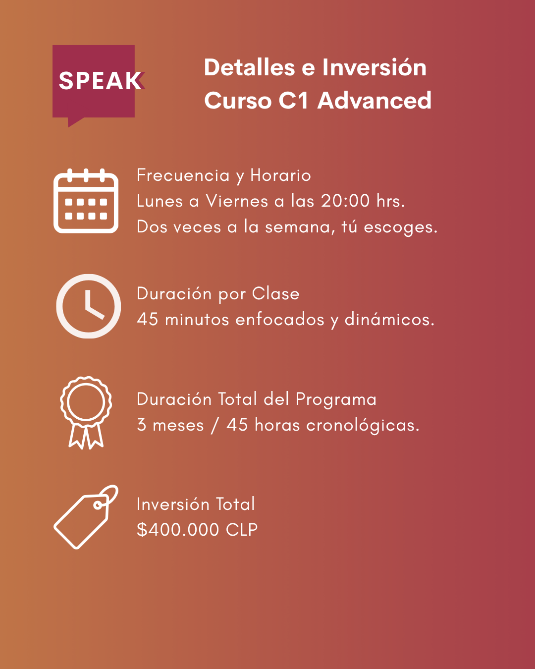 Curso de Inglés C1 Advanced Online Intensivo | Speak Institute