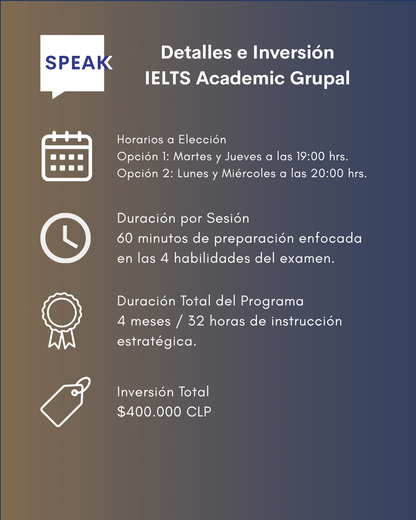 Curso IELTS Academico Online Grupal | Speak Institute