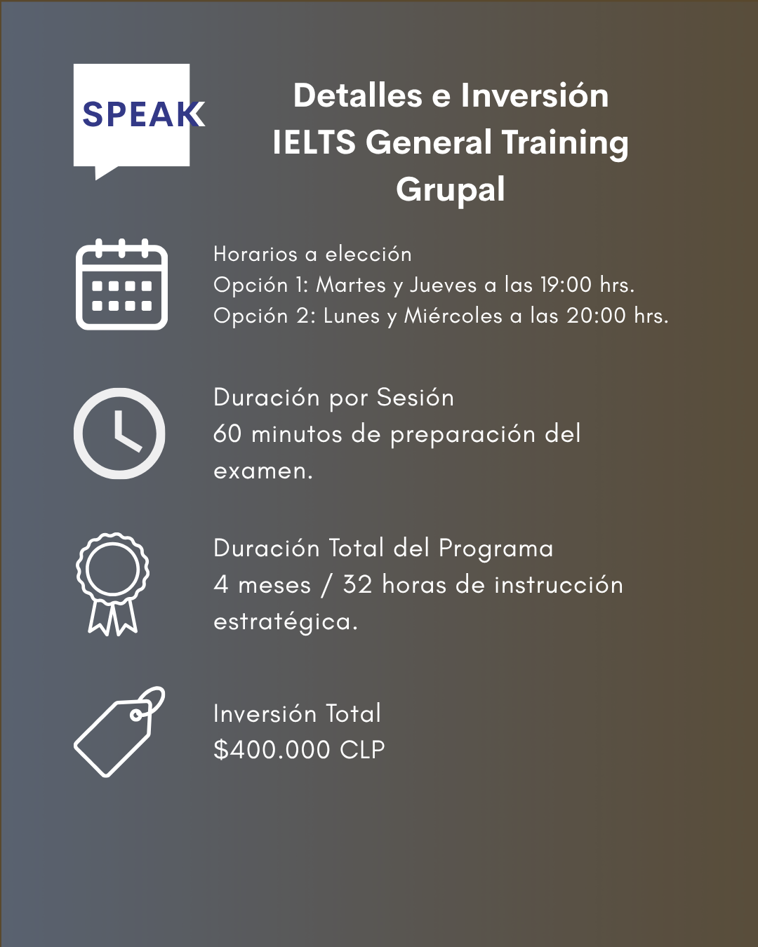 Curso IELTS General Training Online Grupal | Speak Institute