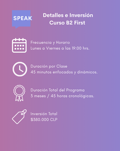 Curso de Inglés B2 First Online Intensivo | Speak Institute