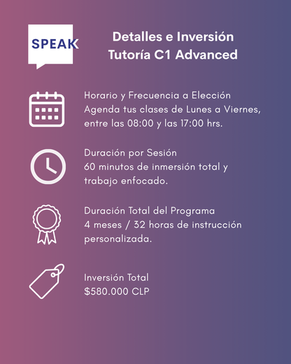 Tutoría de Inglés C1 Advanced Online Personalizada | Speak Institute