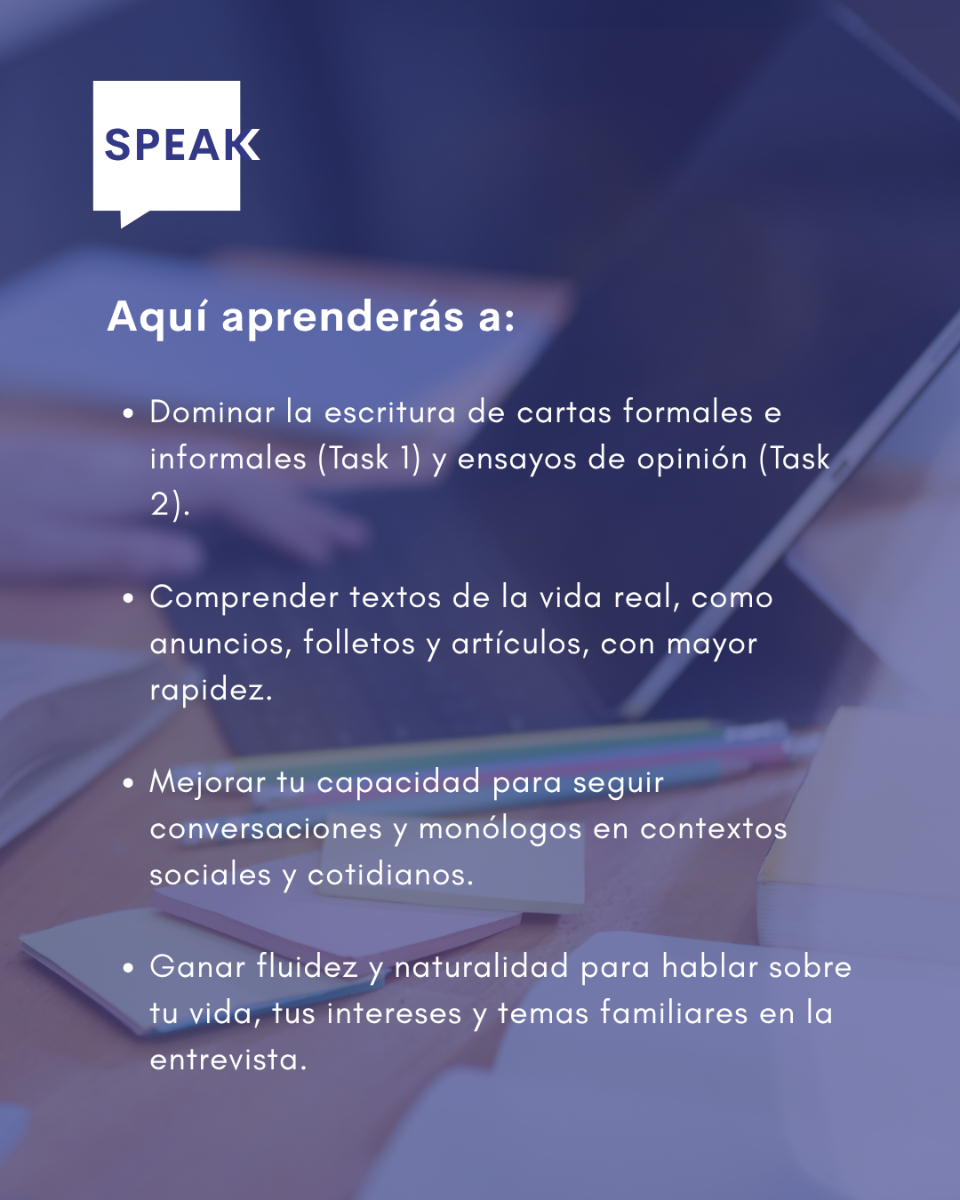 Tutoría IELTS General Training Online Personalizada | Speak Institute